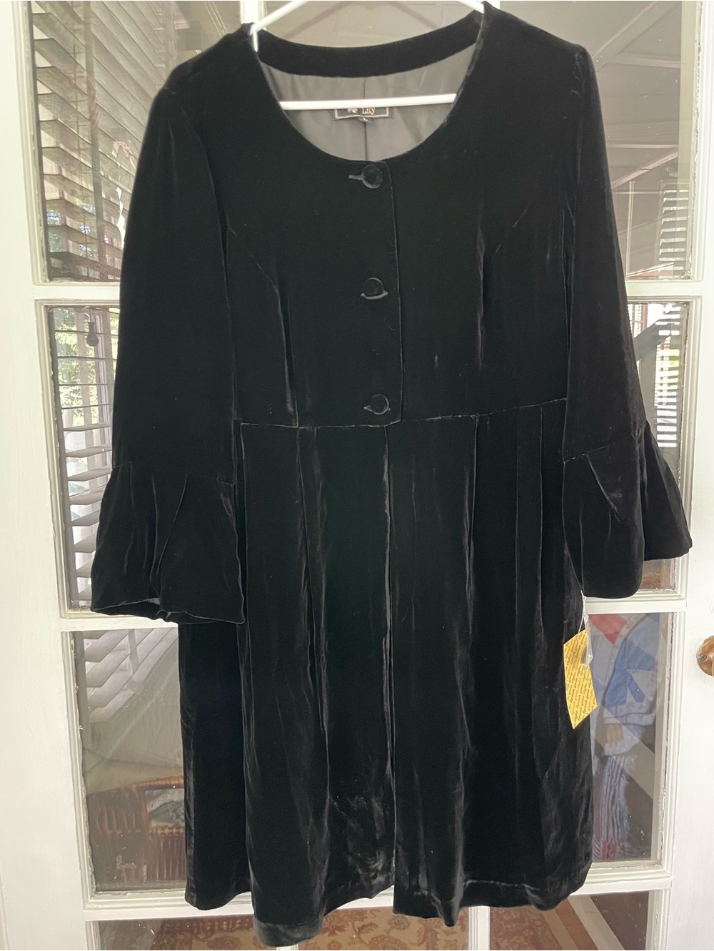 Vintage Lily Velvet Coat Jacket Women’s Large Black Silk/Rayon